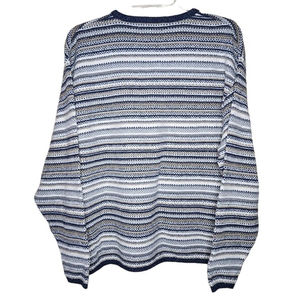 Vintage 90’s Croft & Barrow Knit Crewneck Sweater Sweatshirt Striped Pattern - Picture 2 of 9